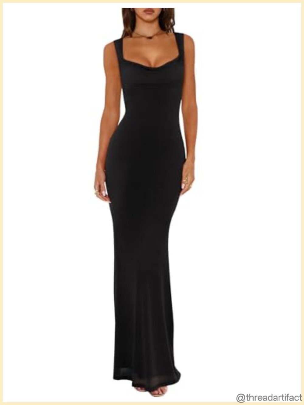 Cowl Neck Mesh Sleeveless Bodycon Maxi Dress
